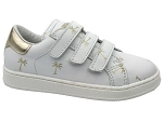 TENNIS ELASTIQUE 9418:CUIR/BLANC/OR/.