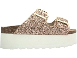 FLORIANE HIGH SOLE BIO SANDAL IN GLITTE:CUIR/DORÉ/GLITTER/.
