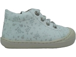 5654 COCOON:cuir/blanc/argent/fleurs
