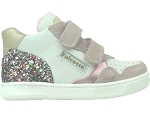 JOYCE KLIP VL:CUIR/blanc/GLITTER/rose