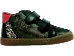 7074 AMIRA:CUIR/noir/GLITTER/rose