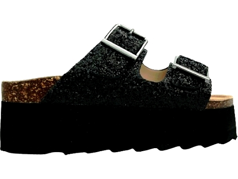 Colors of california high sole bio sandal in glitte noir